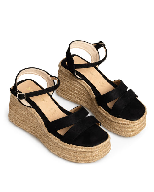 Sandalia Negra Plataforma Yute 6303